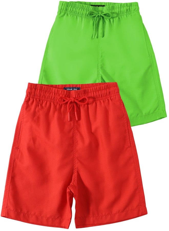 KAILUA SURF طقم شورت سباحة للأولاد من قطعتين من KAILUA SURF، بألوان أمان عالية الوضوح وعلم أمريكي، شورتات سريعة الجفاف للأطفال، مقاسات من 2T إلى 16 (K4، 3T) - Image 1